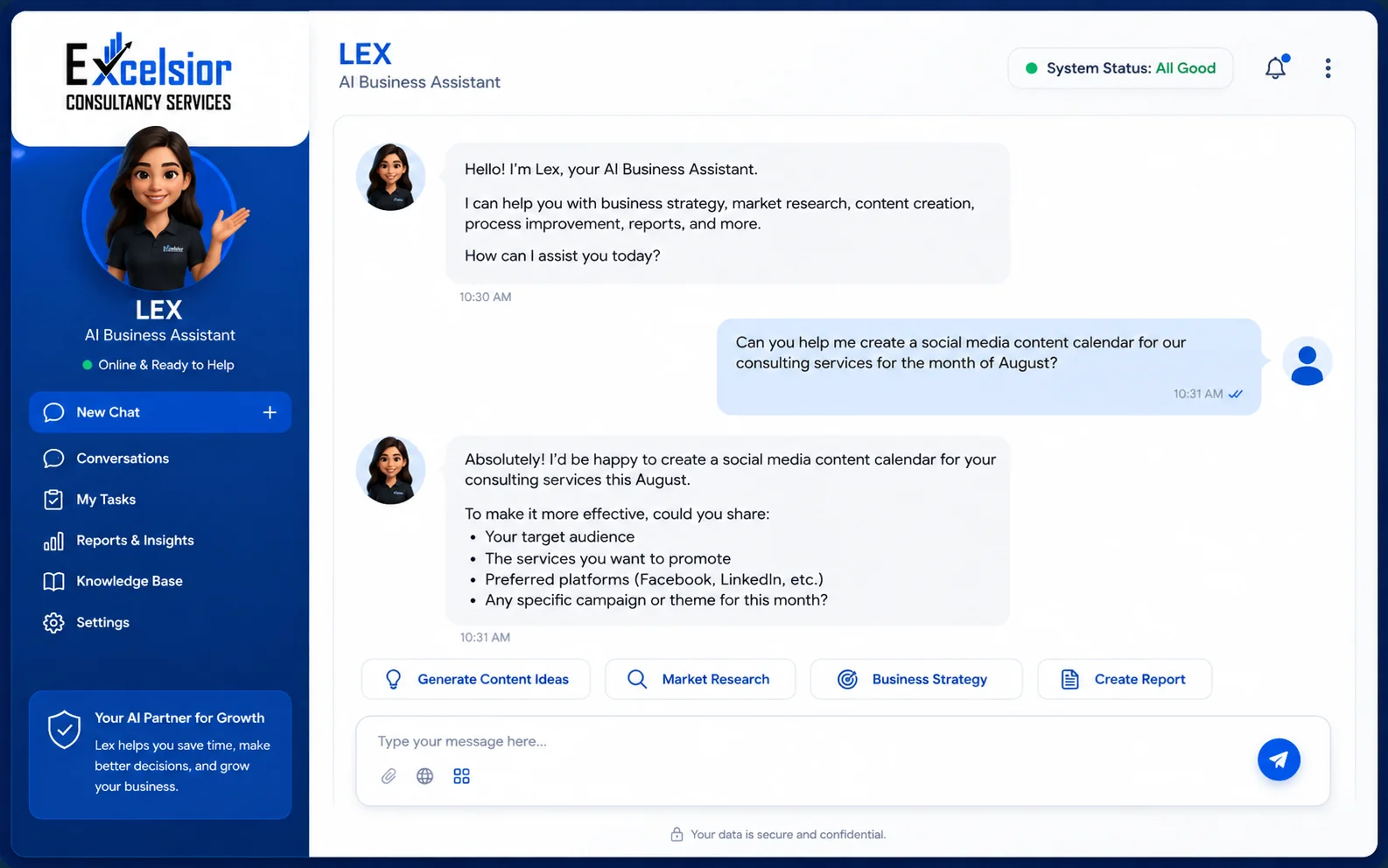 Lex — Excelsior AI Assistant preview